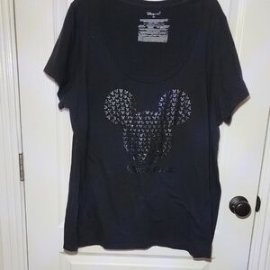 Disney Women's Black Mickey Mouse Top